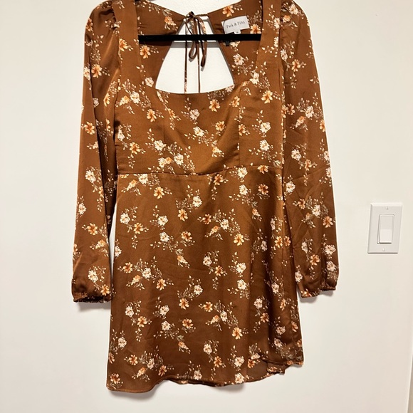Park & Fifth Floral Brown Mini Dress - Picture 2 of 3